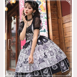 Black & White Alice Gothic Lolita Dress JSK by YingLuoFu (SF63)